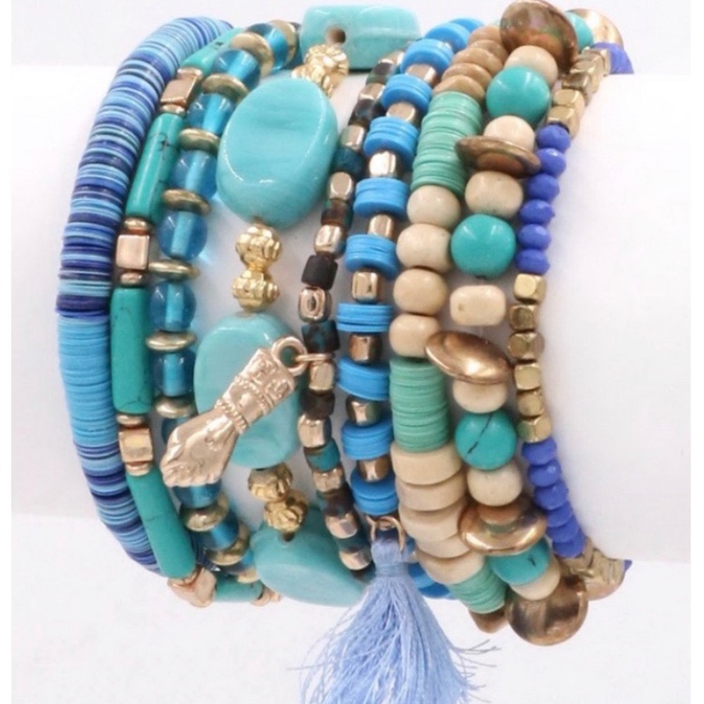 9 Piece Bohemian Stretch Bead Bracelet Set - Picture 4 of 6